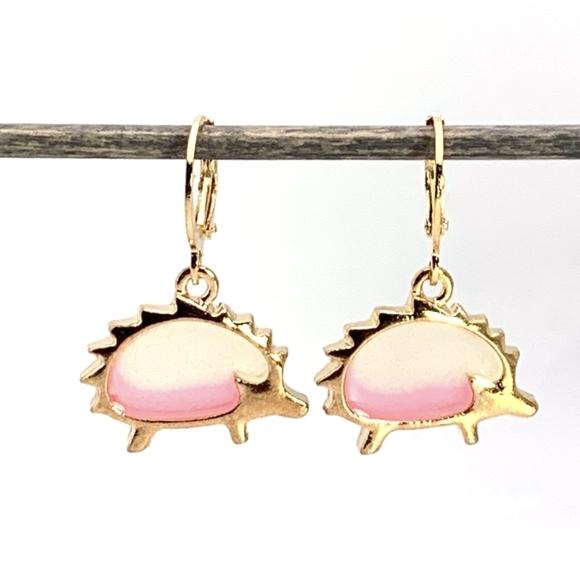 Pink Hedgehog Earrings - Picture 1 of 5